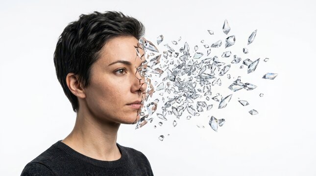 Woman with floral design exploding from head.