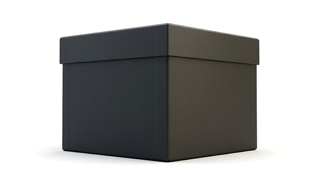 A square dark box with lid presented against a clean white background.