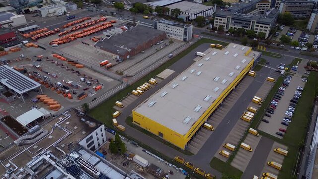 Berlin recycling scrap material center, logistics hub. Lovely aerial view drone