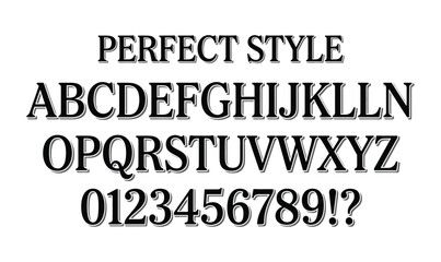 Obraz premium Classic Serif Alphabet Vector Font Set with Numbers for Branding and Header Design