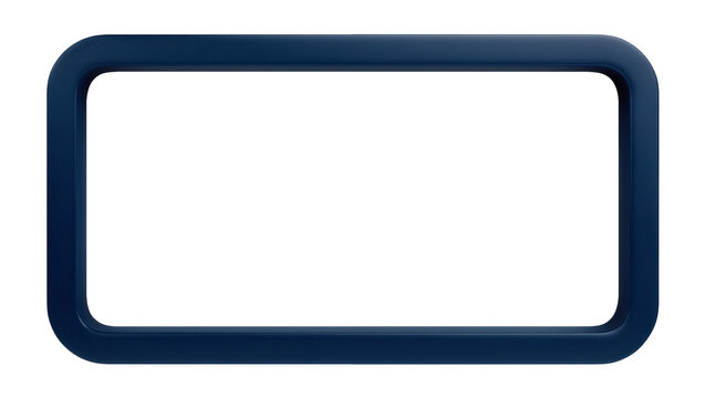 Dark blue rounded rectangular frame, isolated on transparent background