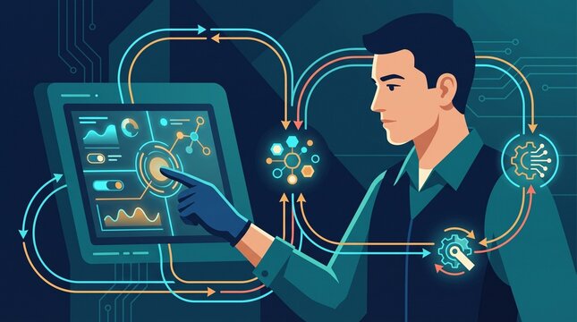 Conceptual Illustration Of Engineer Using SCADA Interface For Cyber Physical System Control