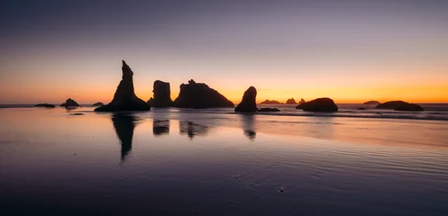 Oregon coastline with famous Sea Stack rocks at sunset, Bandon, Oregon, PNW, USA © JFL Photography