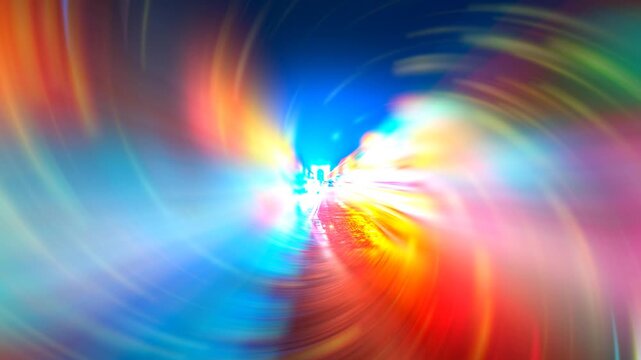 Dynamic 3D render of a mobile phone featuring a vibrant wallpaper effect