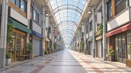 Fototapeta premium 商店街アーケード