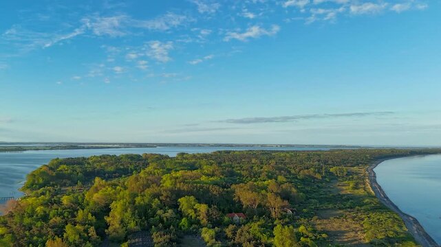 Hyperlapse - Aerial view of scenery over Germany's largest island R&uuml;gen in the Baltic Sea 