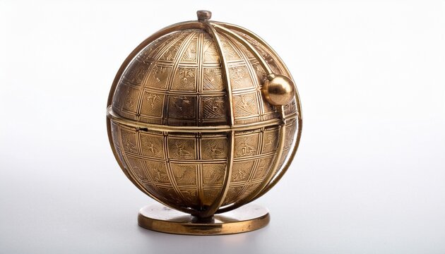 Brass Armillary Sphere On White Background