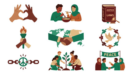 Fototapeta premium Diverse hands unite to form a heart, symbolizing love, unity, and global cooperation.