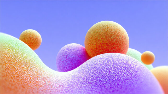 Abstract colorful 3D geometric shapes background with soft rounded forms and vibrant gradient colors
