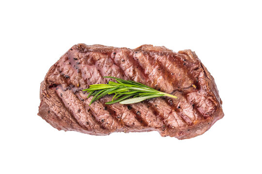 Grilled Top blade steak, shoulder beef meat isolated on white background. top view