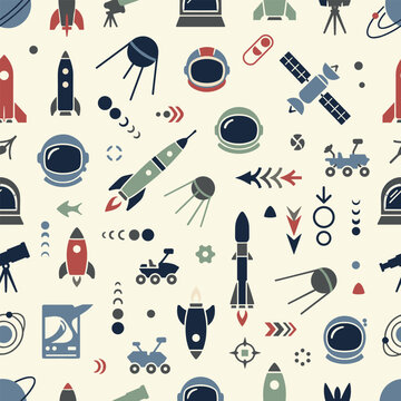 Space Icons Flat Design Background