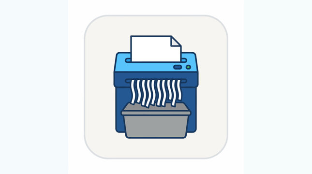 Paper shredder machine destroying a document icon