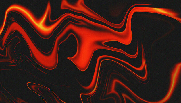 Abstract background featuring vibrant orange and red liquid waves flowing across a dark black textured surface