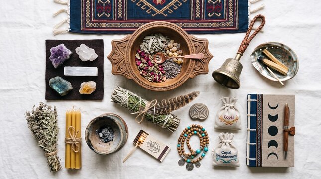 Esoteric Ritual Kit with Crystals Sage Lavender Incense and Moon Journal for Spiritual Practice