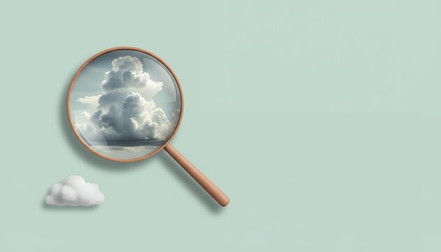 虫眼鏡で雲を拡大するコンセプト