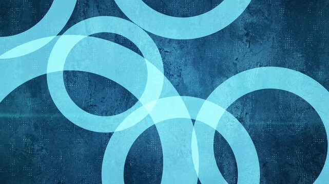 Abstract Glowing Light Blue Intersecting Rings on Textured Background animation 4k.