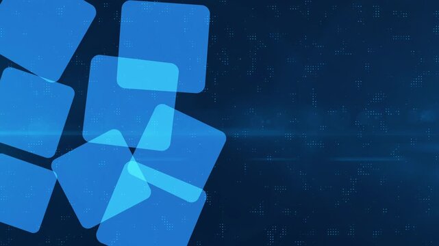Overlapping Transparent Blue Rounded Square Geometric Background animation 4k.