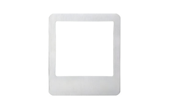 Modern white Polaroid frame with thick rectangular border and oversized bottom margin isolated on transparent background, raised edges, clean PNG design asset