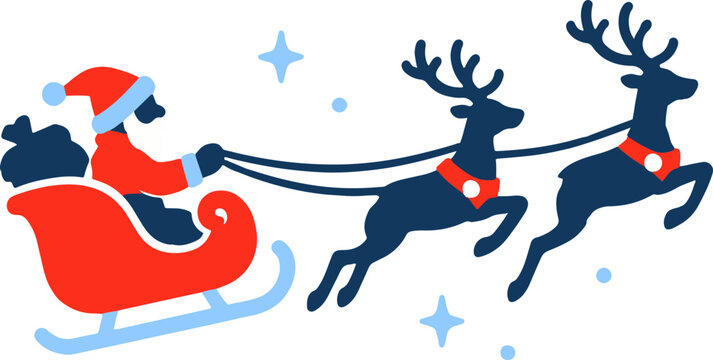 Santa's Sleigh, Santa in a sleigh pulled by reindeer