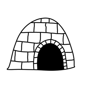 White snow igloo ice house arctic shelter cartoon
