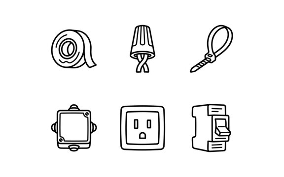 Electrical Installation Equipment Line Icon Set