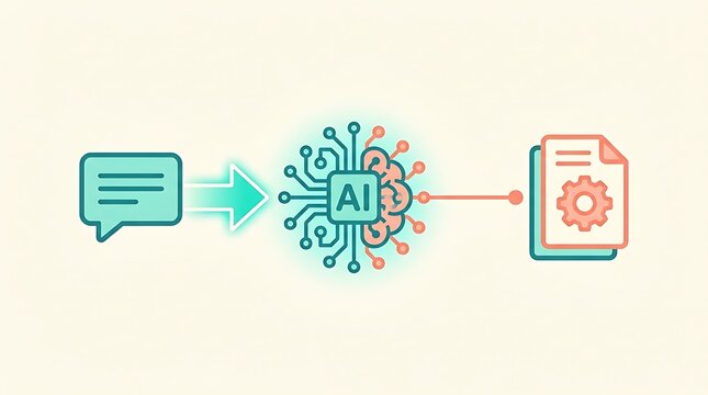 AI processing text input into a document with gear icon