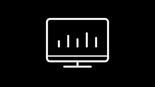 Desktop Computer Analytics Dashboard Interface Icon Motion On Black