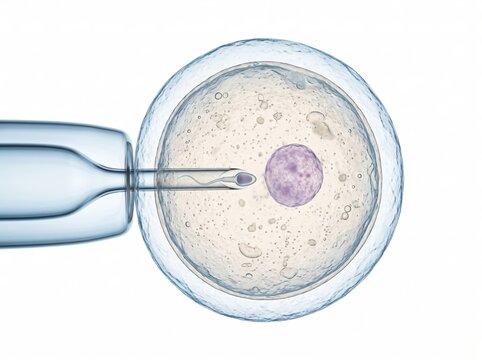 Oocyte With Micropipette During IVF Procedure