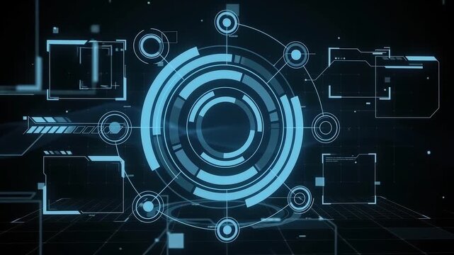 futuristic HUD with floating circular elements