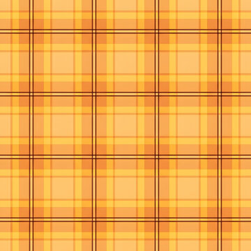 Seamless yellow and orange plaid tartan fabric pattern