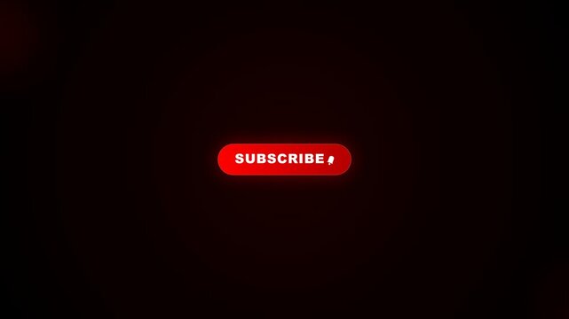 Subscribe button icon glowing brightly on dark background for digital video media production