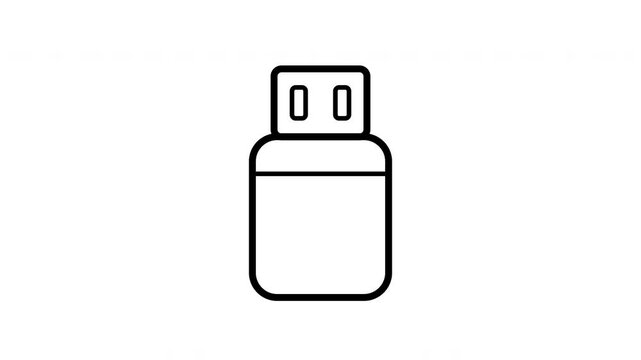 USB Flash Drive Data Connection Icon Animation Isolated On A White Background