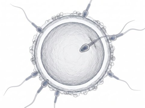 Sperm Cells Around an Egg Cell During Fertilization