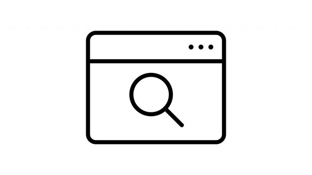Web Search Engine Browser Magnifying Glass Icon Motion Graphic On White Background