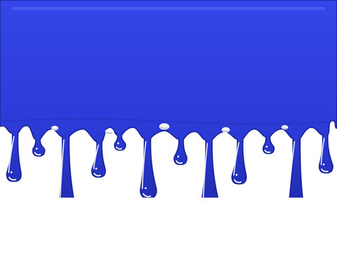 Blue liquid paint dripping on isolated on transparent background