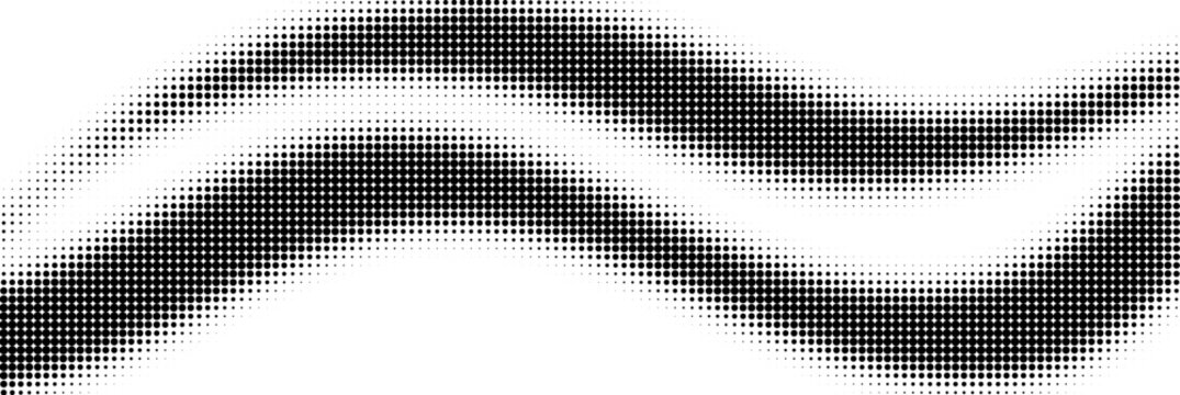 Double wavy halftone line design with circular dot gradient effect on white background for contemporary graphic design and professional visual communication digital media library assets