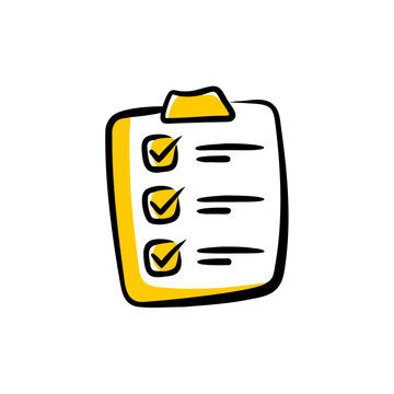 Checklist or to do list icon with completed tasks in yellow and black.