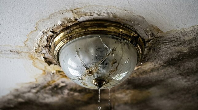 Cracked ceiling fixture after a leak showing property damage for an insurance claim
