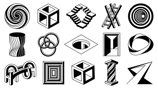 Optical Illusion Objects and Impossible Perspective Vector Collection