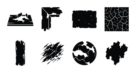 Obraz premium Grunge Textures Set, Distressed Overlays, Rough Surface Patterns, Black & White Vector Elements