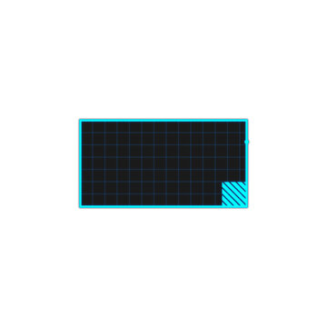 Futuristic rectangle frame with grid and diagonal pattern element for digital ui design.