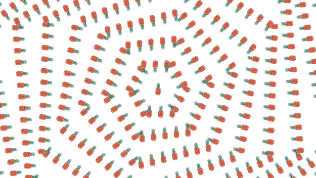Geometric background with small pineapples arranged in hexagonal grid pattern