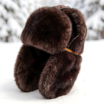 Hat, winter, fur, Russian, fur, brown, warm