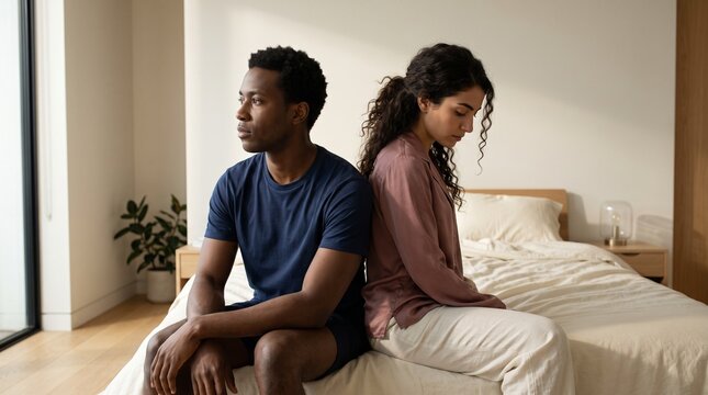 Emotionally Distant Couple Sitting in Silence After Relationship Argument