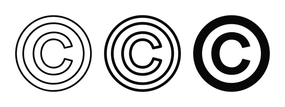 Copyright Symbols, Intellectual Property Icons, Legal Protection Signs, Vector Graphics