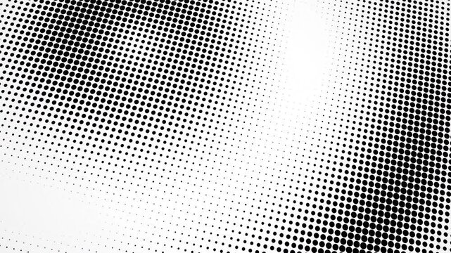 Abstract monochrome halftone pattern with moving wave distortions, high contrast visual, perfect for digital backgrounds, motion graphics and web design.