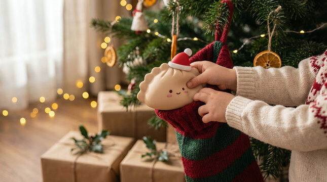 Christmas gift box reveals cute dumpling toy