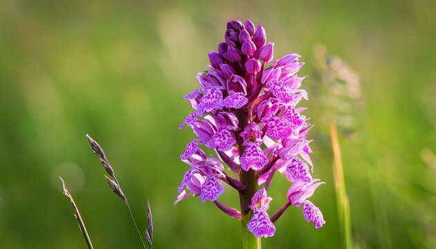 Vista Macro Di Un Bellissimo Esemplare Di Fiore Selvatico Di Orchidea Maturo E Dai Petali Rosa In Estate Dactylorhiza Maculata In Un Campo Naturale Su Sfondo Sfuocato E Di Colore Verde