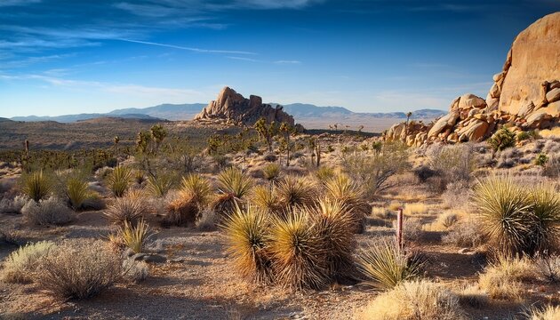 Tumbleweeds Rocky Desert Outcrops Landscape