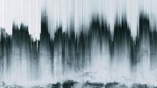 Abstract glitch art effect with vertical streaks resembling a cityscape
